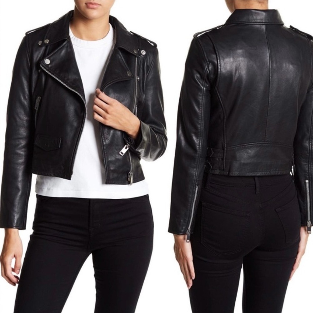 Walter Baker Liz Leather Biker Jacket {Black} M